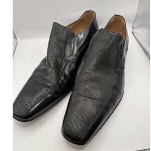 Paul Fredrick Italy Texture Slip On Loafer Dress Shoes Men 13 Black Weave Formal